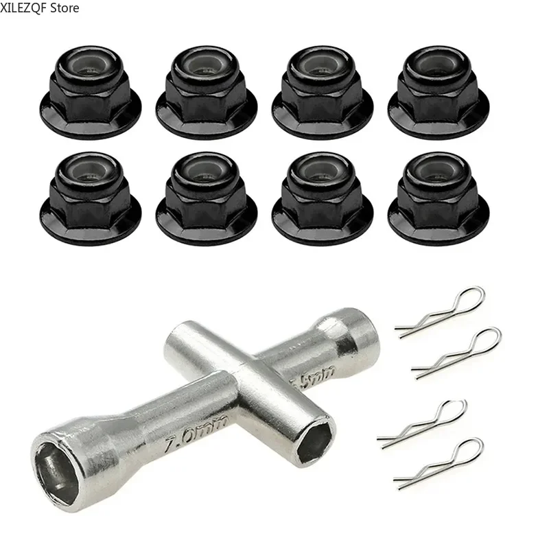 1 set Metal M4 Flange Lock Nuts Anti-skip Hex Wheel Adapter For 1/10 1/8 1/14 RC Car Truck CrawlerHSP SCX10