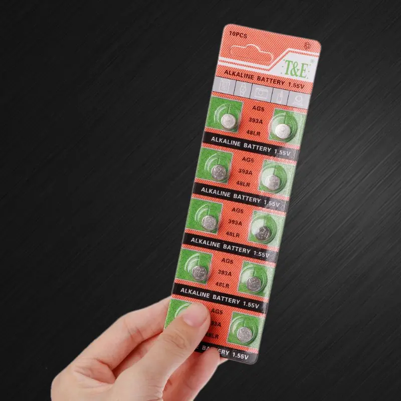 10pcs/lot AG5 1.55V Coin Cells AG5 LR754 Alkaline Batery SR754 193 393A 48LR G5A Button Batteries Pack