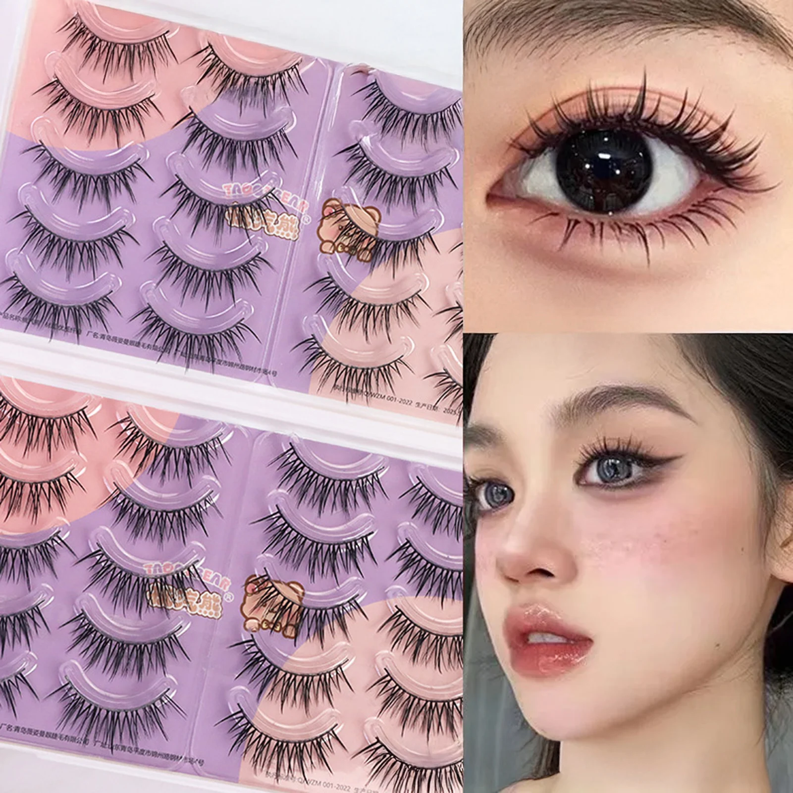 Tiras de pestañas Manga 3D, pestañas postizas rizadas gruesas y dramáticas, 40 Uds., pestañas de fibra rizadas C negras de 9-13mm para maquillaje de volumen Natural