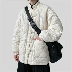 Plus Size 8XL Men's Winter Parkas Thick Jackets Warm Retro Cotton Jacket Coats Mens Disc Buckle Loose Casual Jacket Men Clothing