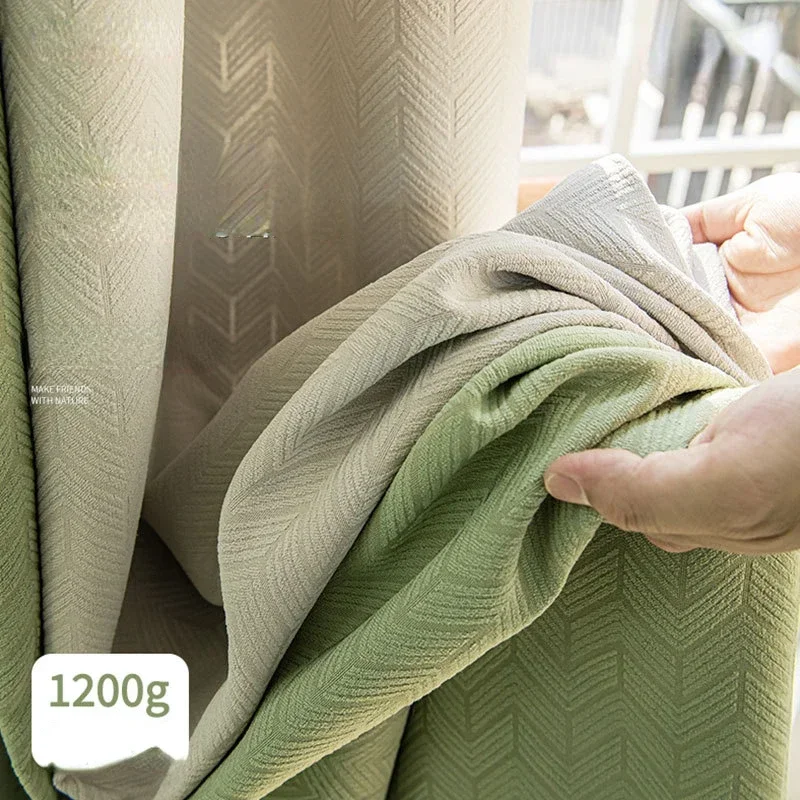 

Custom Size New Chenille Herringbone Jacquard Blackout Curtains Finished Living Room and Bedroom Curtain Home Decor Sale
