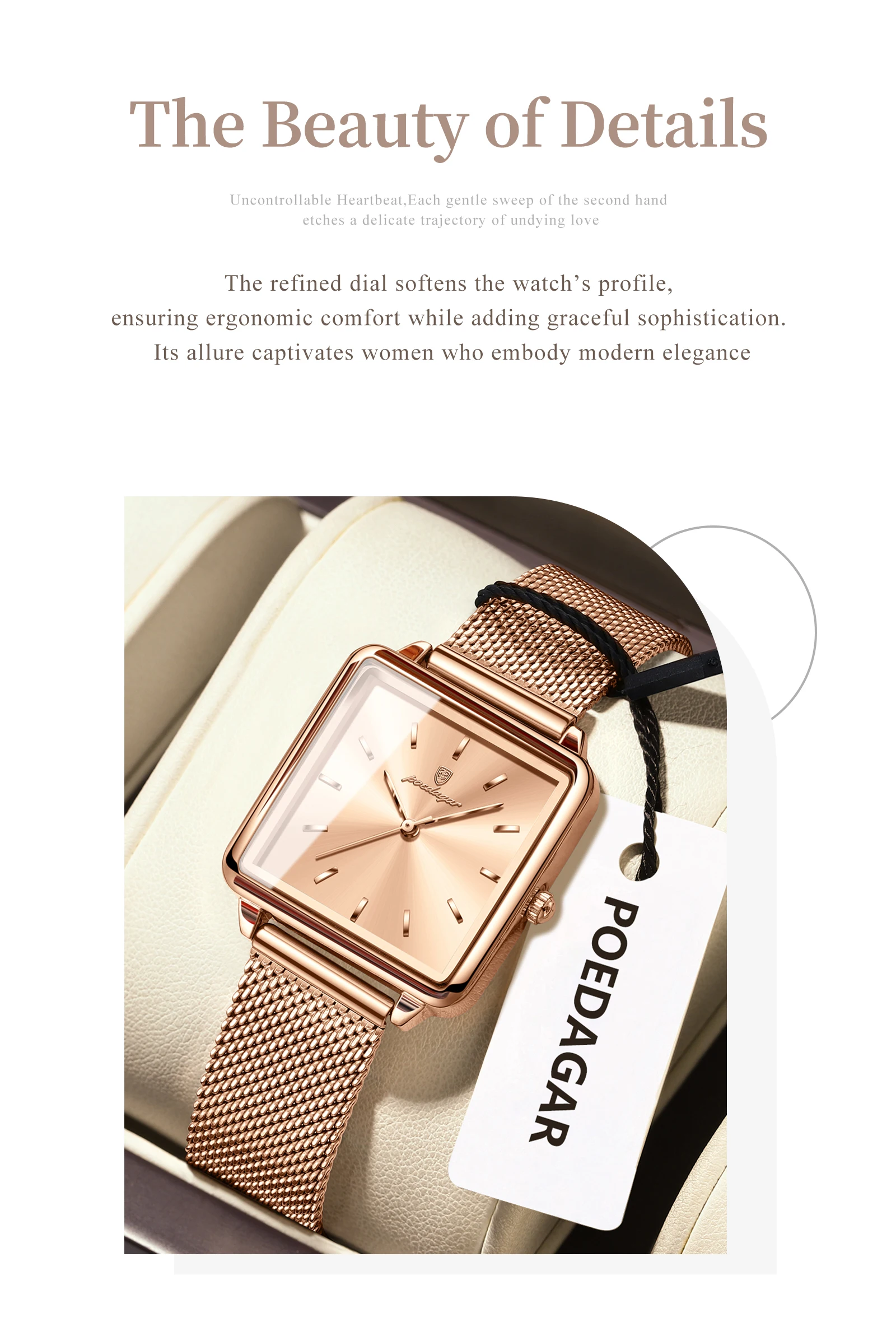 POEDAGAR Platz Mode Damen Uhr Wasserdichte Edelstahl Mesh Uhr Für Frau Elegante frauen Quarz Uhren Weibliche Reloj – Detail 3