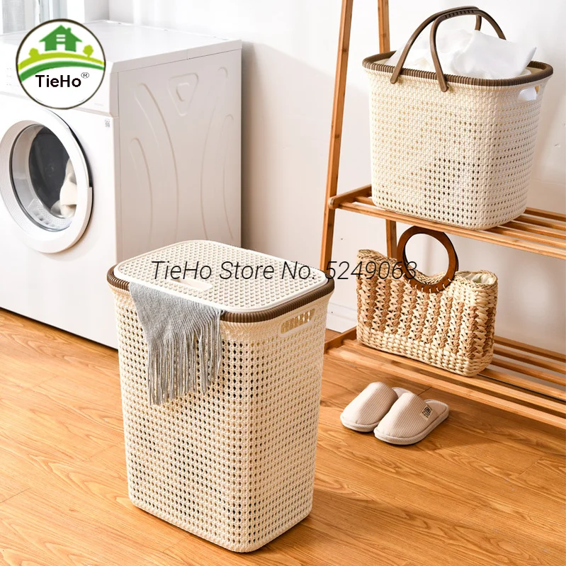 Laundry Hamper Rattan Dirty Clothes Basket With Lid Handle Laundry Sorter For Laundry Bedroom Clothes Kids Toys