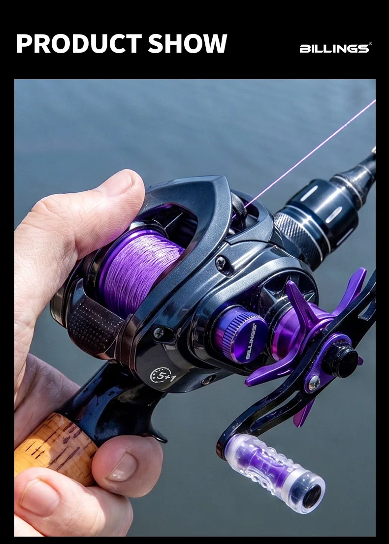 BILLINGS DC Baitcaster-Rolle mit digitaler Steuerung, Baitcasting-Angelrolle, Übersetzung 7,2:1, 5+1 Kugellager, maximale Bremskraft 5 kg, mit Bremsklicker. – Detail 14