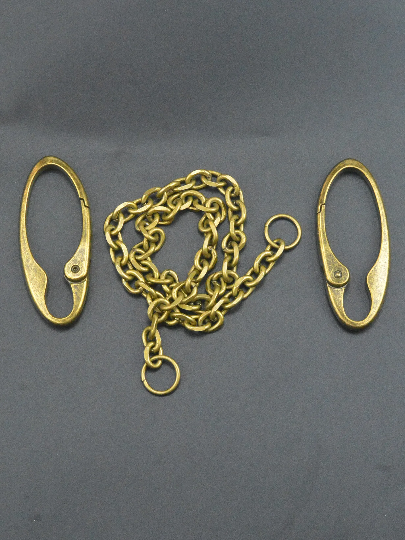 24 in long pants trucker biker jean 9mm carved oval anchor link chain dual  large spring carabiner keychain bronze - view 4