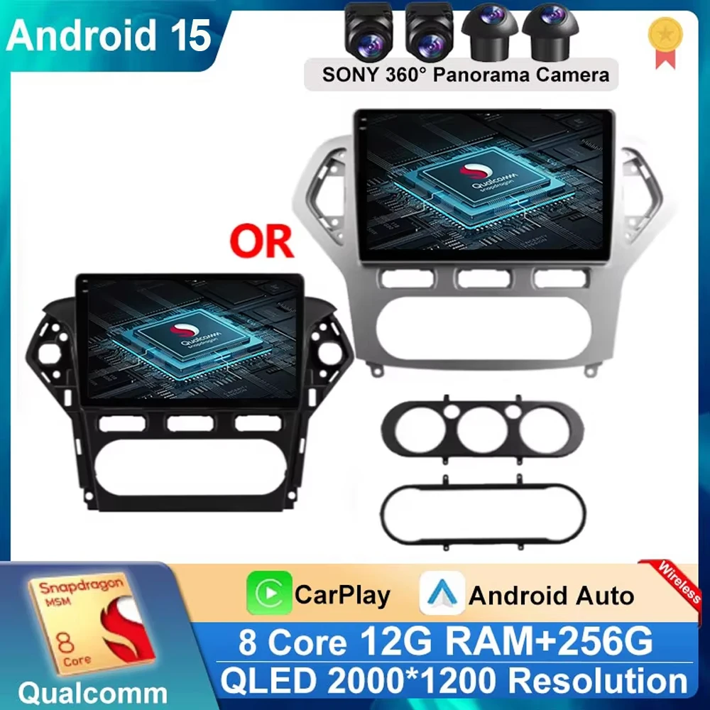 For Ford Mondeo 4 mk4 2006 - 2014 Android 15 Carplay Android Auto Radio Car Multimedia GPS 2din autoradio Navigation NO DVD