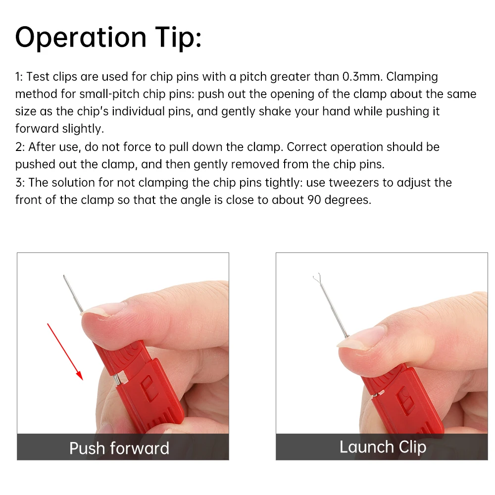 10PCS Universal IC Chip Micro IC Clamp SOP SOIC TSSOP TSOP SSOP MSOP PLCC QFP TQFP LQFP SMD IC Chip pin Clip DIP Logic Analysator – Detail 12