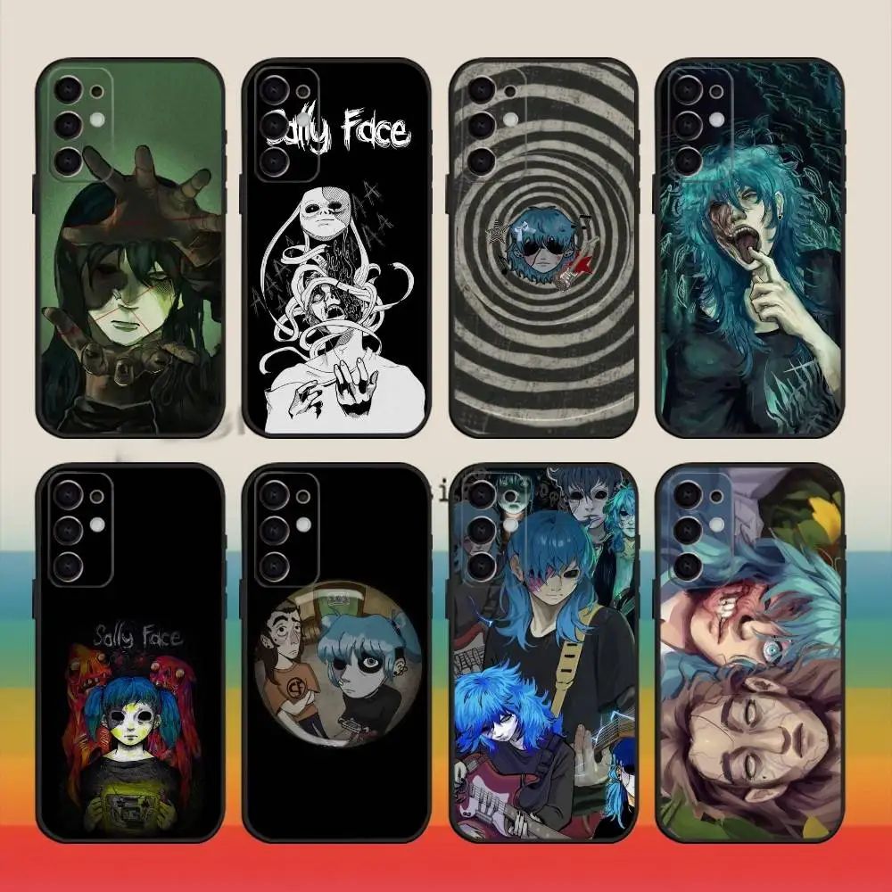 Funda de teléfono Cartoon S-Sally F-Face para Samsung S25,S24,S23,S22,S21,S20,Ultra,Plus,FE, funda suave negra