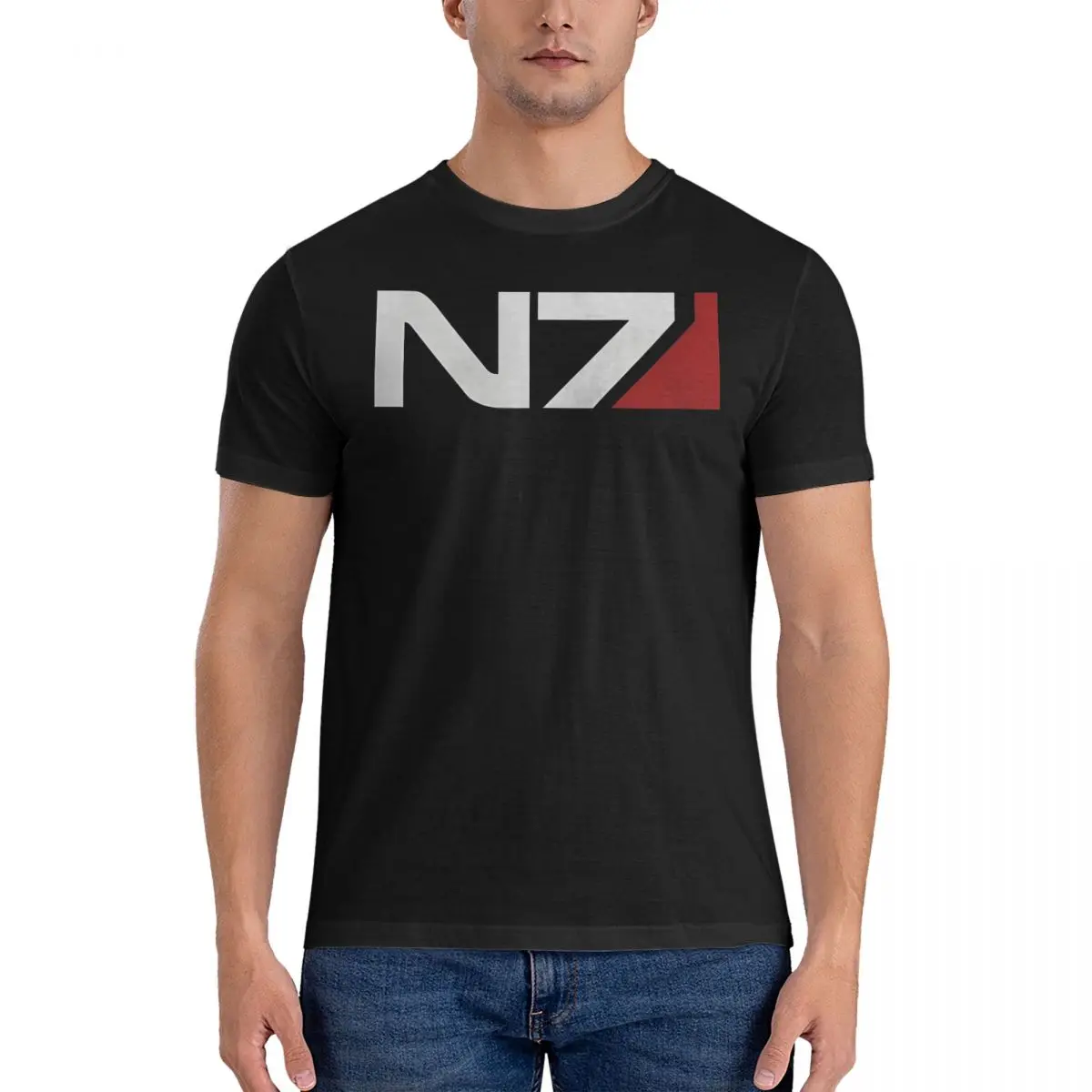 N7 Men T Shirts Mass Effect Vintage Tee Shirt Short Sleeve O Neck T-Shirts Cotton New Arrival Clothes