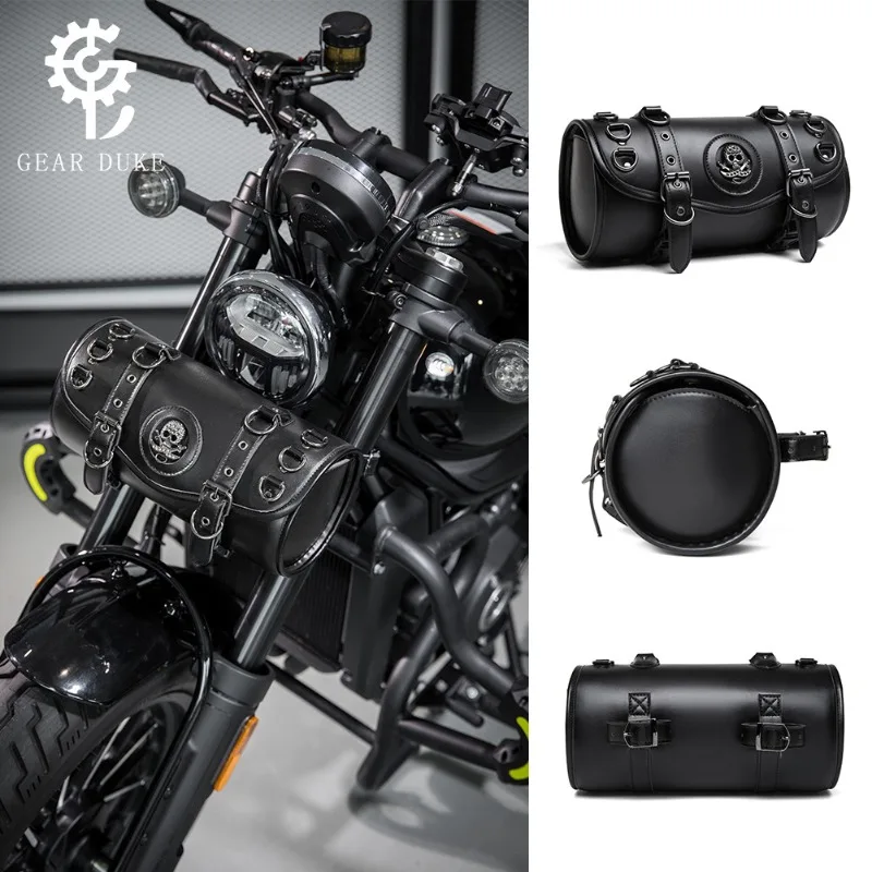 Outdoor Riding Biker Cylindrical Motorbike Hanging Bag Waterproof  Front Fork Storage Pouch Fit Custom Cafe Racer Motorcycle