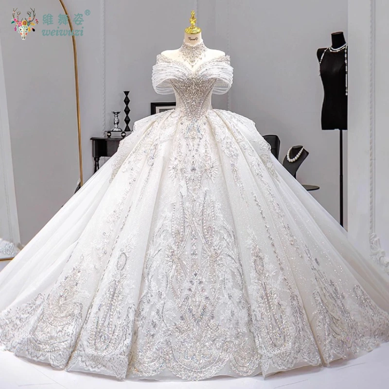 

Bride Heavy Industry Main Wedding Dress High-end Luxury Rhinestone Embroidery Sparkly Floor-Length Sweetheart Wedding Dresses