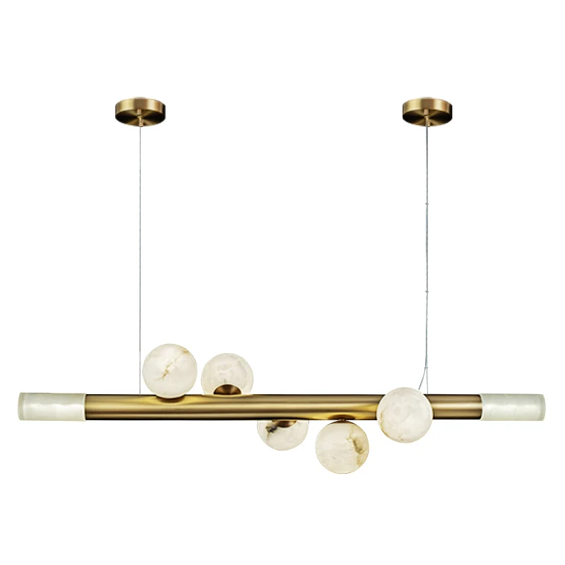 

Modern Nordic Brass Chandelier Restaurant Kitchen Island 100cm Strip RGB Light Emitting Diode Dimmable Chandelier Touch Sensor