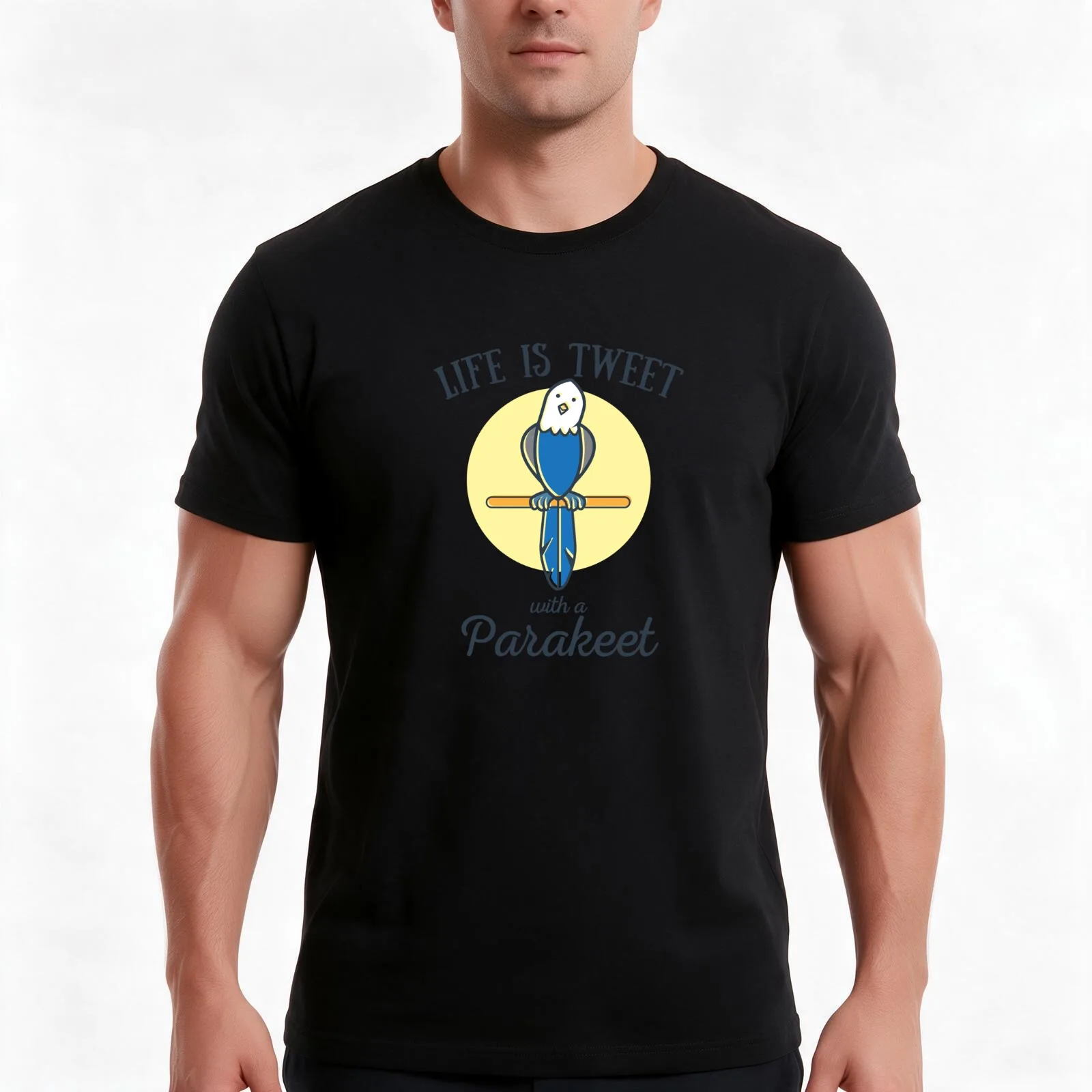 Funny Life Is Tweet With A Parakeet Pet Owner Zoology Shirt T-Shirt, Summer Casual Cotton Tee, Oversized Streetwear Tops
