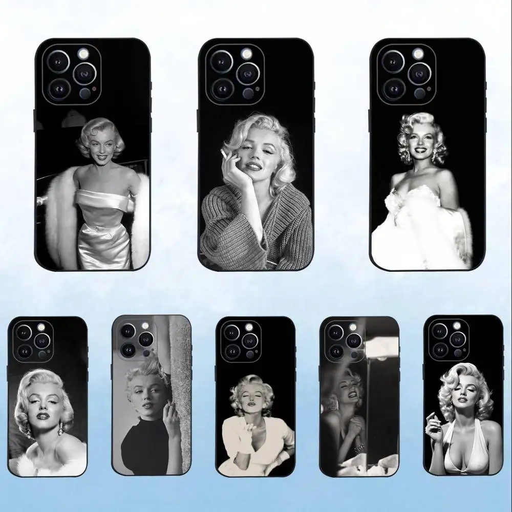 

M-Marilyn-N Actor Phone Case For iPhone 16,15,14,13,12,11 Plus,Pro Max,XS,X,XR,SE,Mini,8,7,Soft Silicone Black Cover