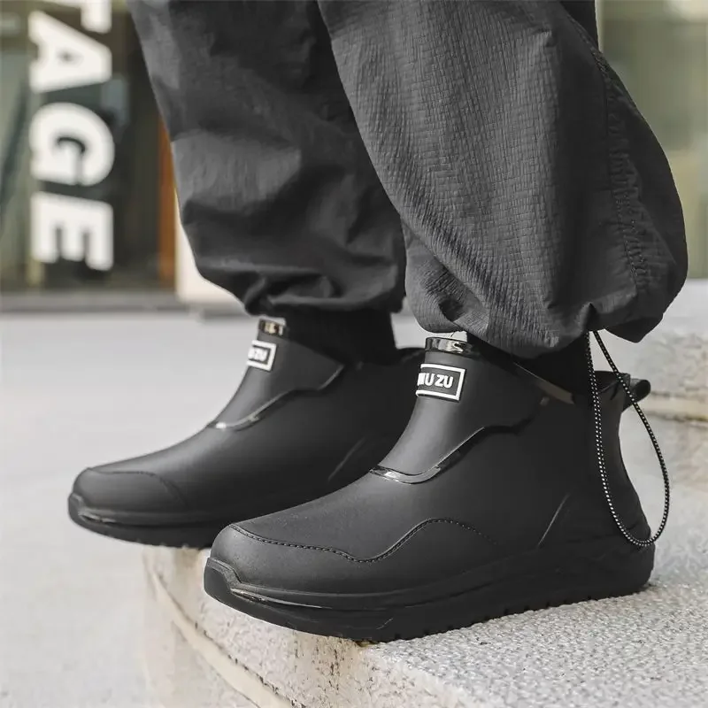 

Ботильоны Силиконовые мужские резиновые сапоги Легкие мягкие сапоги Дизайнерские высокого качества без шнуровки на резинке Садовая мужская обувь для рыбалки