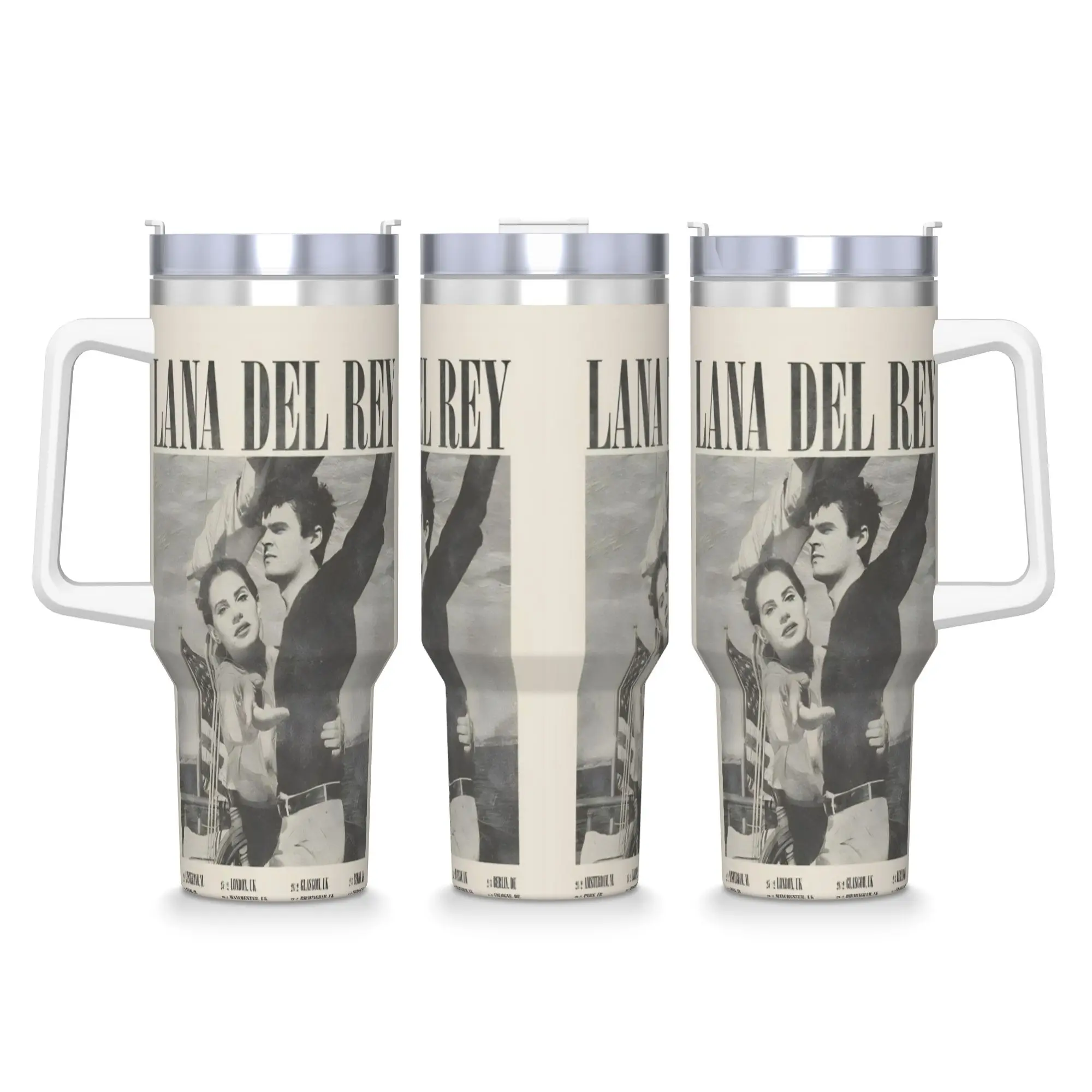 Stainless Steel Tumbler Singer Lana Del Rey Car Mugs With Straws  Beach Cold Water Bottle Portable Large Capacity Thermal Cups