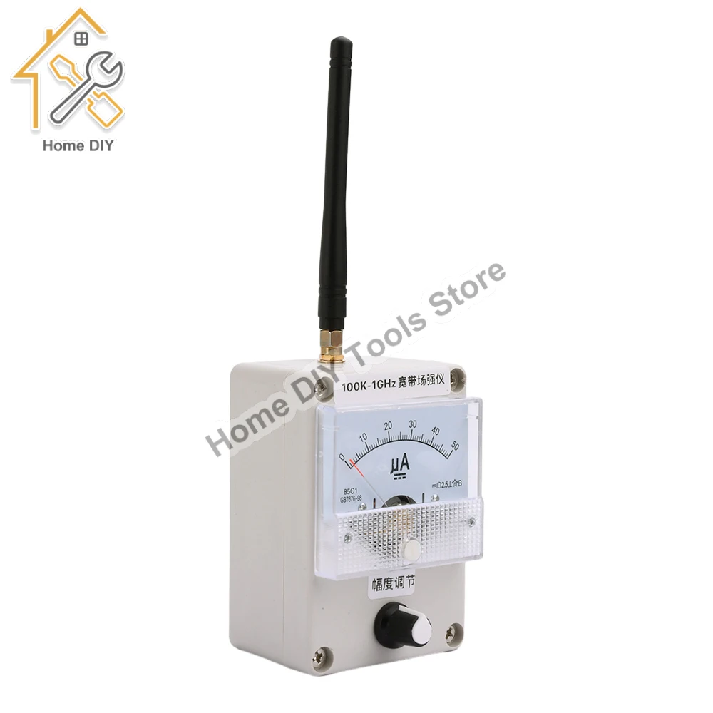 100KHz-1000MHz Field Strength Indicator Meter High Sensitivity Adjustable Pointer Amplitude RF Signal Level Meter with Antenna