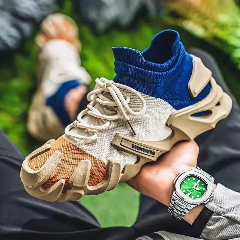 Men's Color Block Design Casual Fashion Shoes Thick Bottom Function Mecha Stylish Versatile Not Picky about Matching view 2