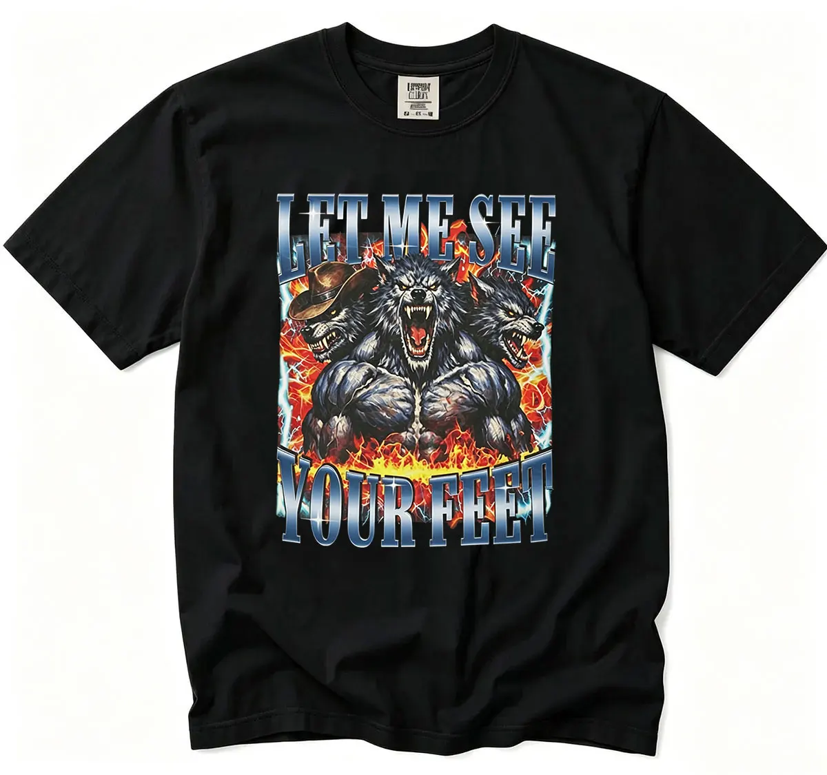 Let Me See Your Feet Funny Alpha Wolf Limited Graphic T-Shirt Men's Classic Retro Fashion Cotton Short Sleeve T Shirt Streetwear