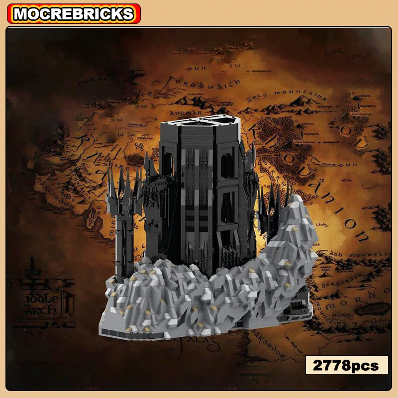 MOC-164351 Famous Architecture UCS Barad-Dur Dark Lord Fortress Tower Building Blocks Set Mordor Base Assemble Model Brick Toy