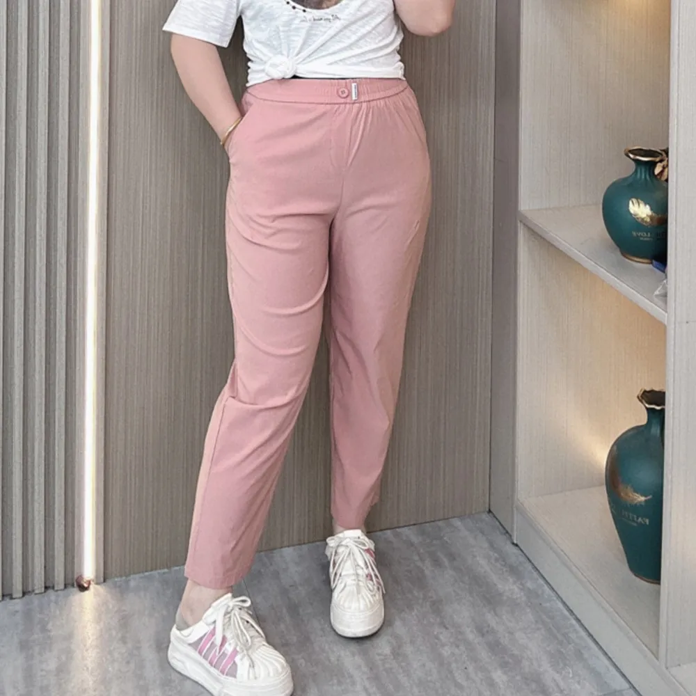 Summer Thin quick-drying Casual Pants Women 2024 New Plus Size high-waisted Ankle-Length Harem Pants