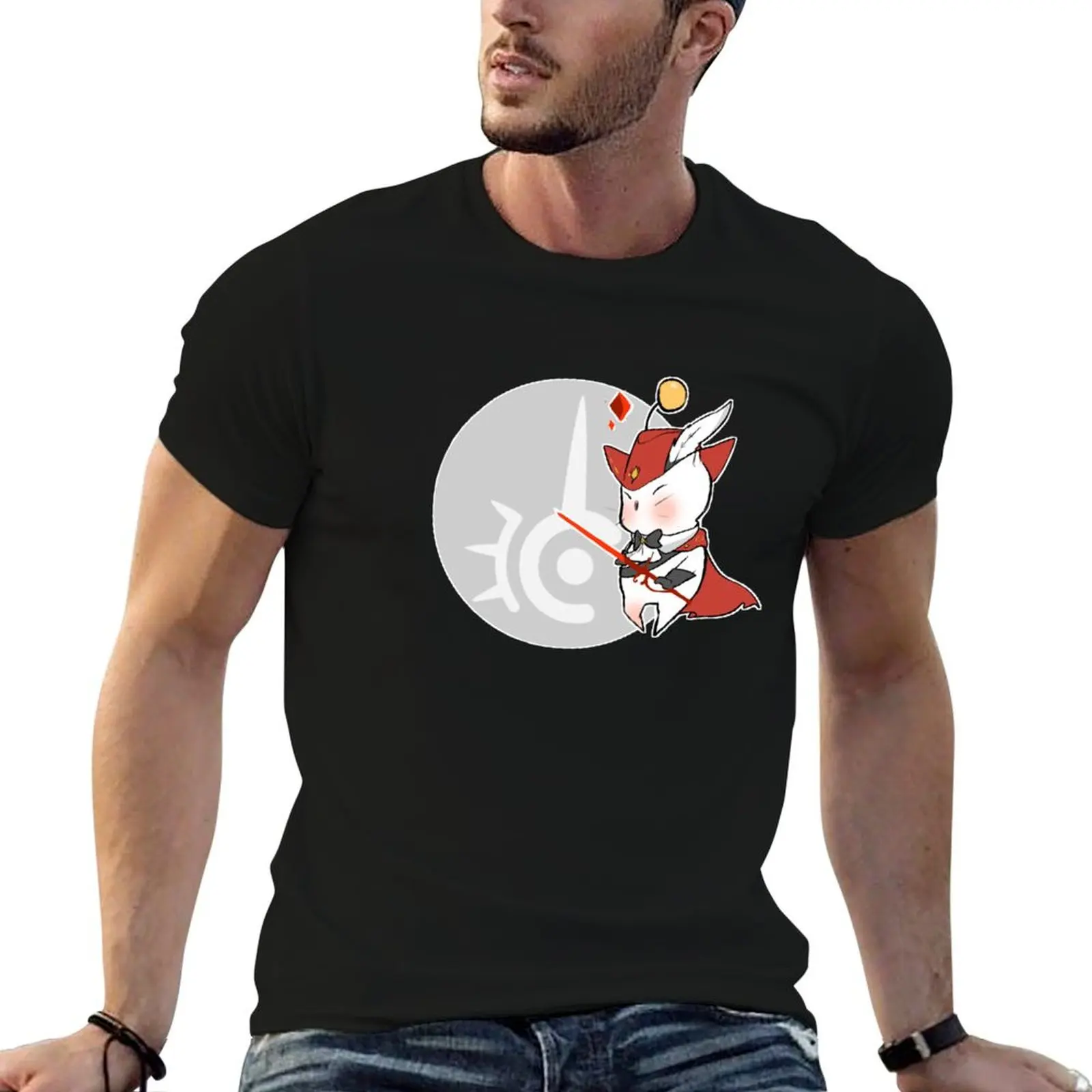 

t graphic shirt MOOGLE man t FFXIV cotton man heavy shirt RED T-Shirt MAGE