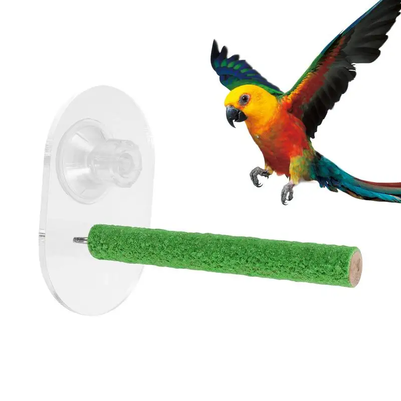 Bird Perches Parrot Bird Stand With Suction Cup Bite-Resistant Bird Shower Perch Bird Bass Stand Wooden Pole Bird Shower Perches