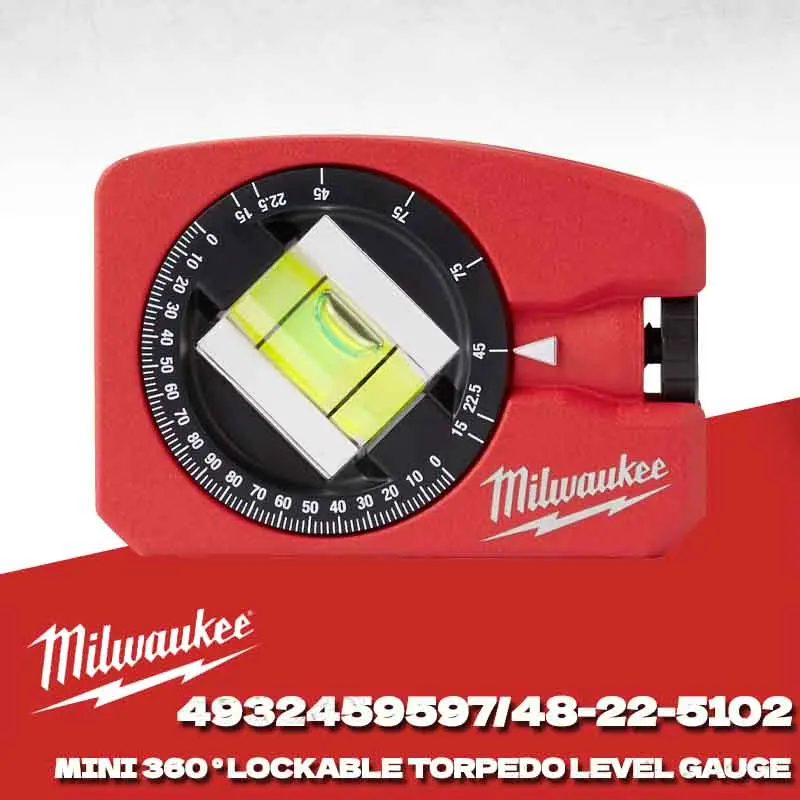 Milwaukee 4932459597/48-22-5102 Mini 360° Lockable Torpedo Level Ruler, High-Precision Angle Horizontal Measurement, Manual Tool