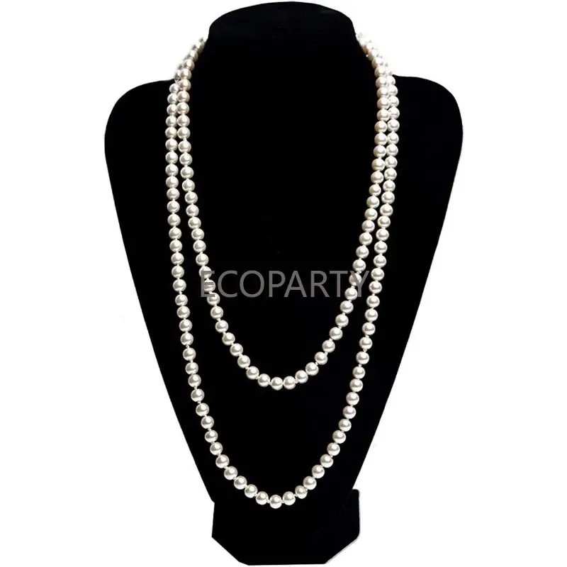 New 1920s Accessories Sets Costume Great Gatsby Feather Headband Earrings Gloves Pearl Necklace for Women Ladies Disfraz Neon - Image 5