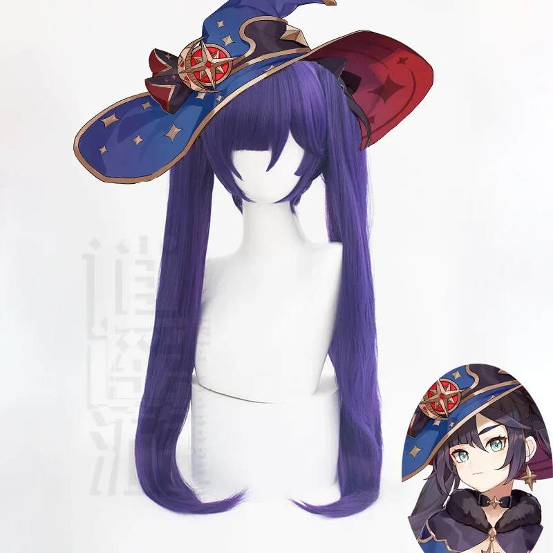

High Quality Mona Cos Wig 80CM Purple Double Ponytail Heat-resistant Synthetic Hair Halloween Party Anime Cosplay Wigs wig Cap