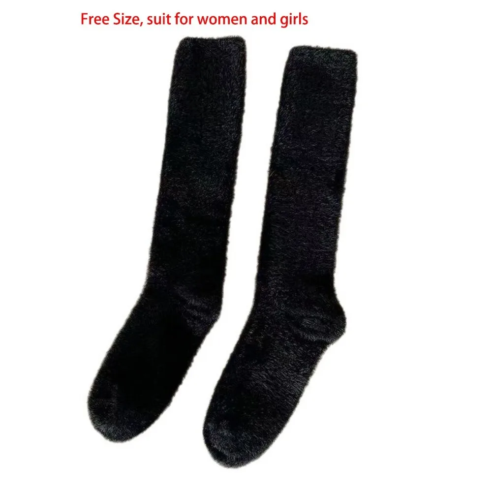 جديد المنك المخملية منتصف أنبوب الجوارب الدافئة سميكة طويلة الجوارب الناعمة بلون الجوارب الفتيات #6