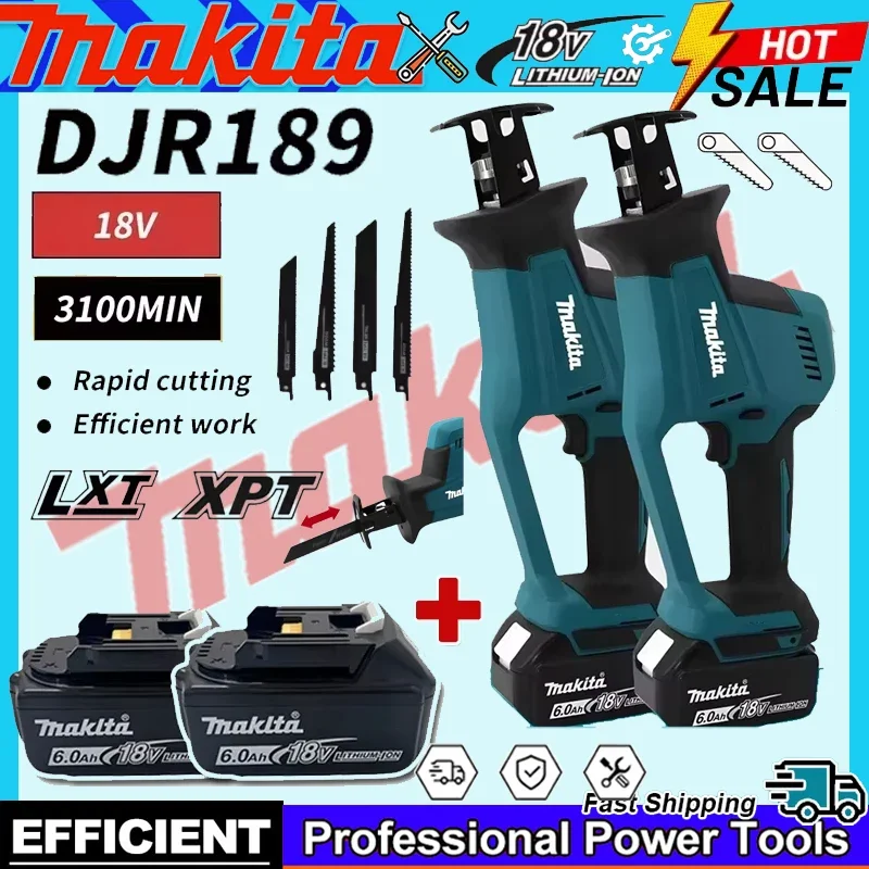 

Аккумуляторная сабельная пила Makita DJR189 18В, бесщеточная, для резки дерева и металла, портативный электроинструмент