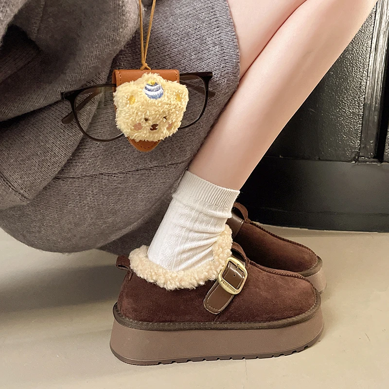 

Women's Warm Cotton Snow Boots Thick Sole Fleece Non-Slip Loafers Moccasins 2026 Winter New Style