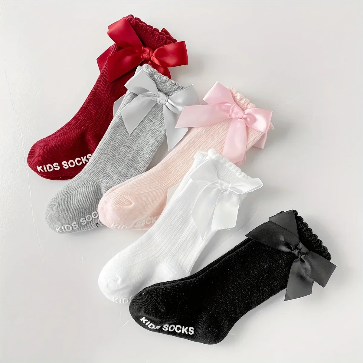 

New Born Baby Girls Socks Christmas gift Non Slip Floor Crawling Sock Cute Big Bow Knee High Long Stockings for Toddlers