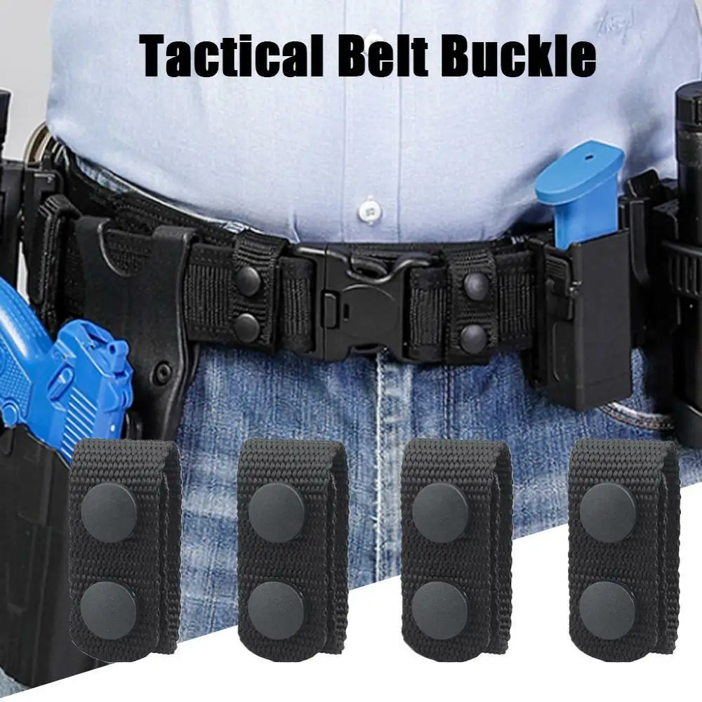 

4Pcs Black Tactical Belt Buckle Heavy Duty Nylon Outdoor EDC Tactical Strap Military Nylon Belt Keeper Snap Fastener