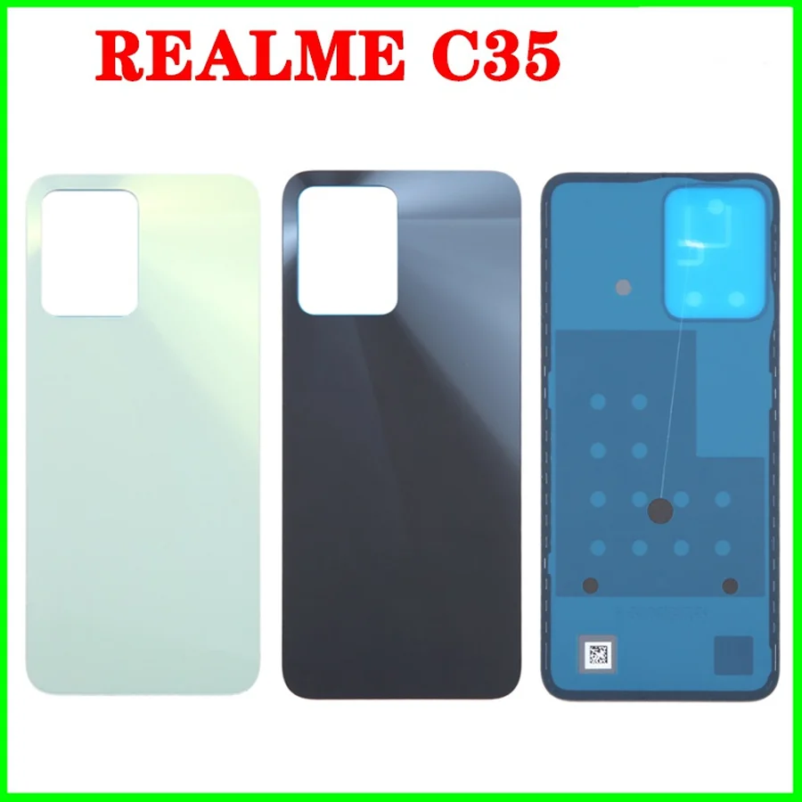 For Realme C35 LCD Front Middle Frame Bezel Set RMX3511 Power Button Battery Back Cover Rear Door Housing