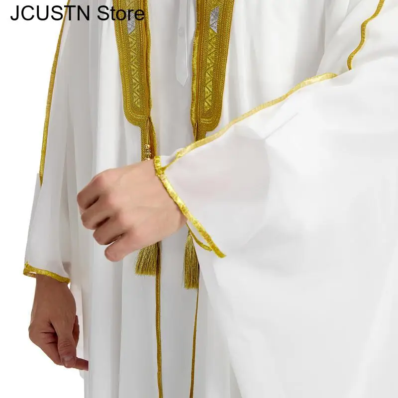 Eid Muslim Men Jubba Thobe Mens Cardigan Robe Bigsize Long Dress Islamic Ramadan Kimono Saudi Arabic Musulman Caftan Dubai