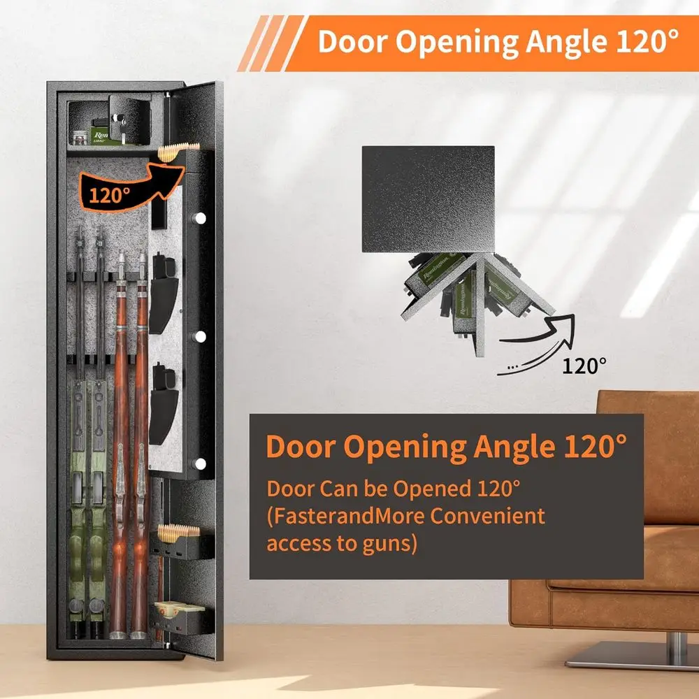 Fingerprint Access Large Gun Safe for Rifles and Pistols with Electronic Lock and Storage Racks