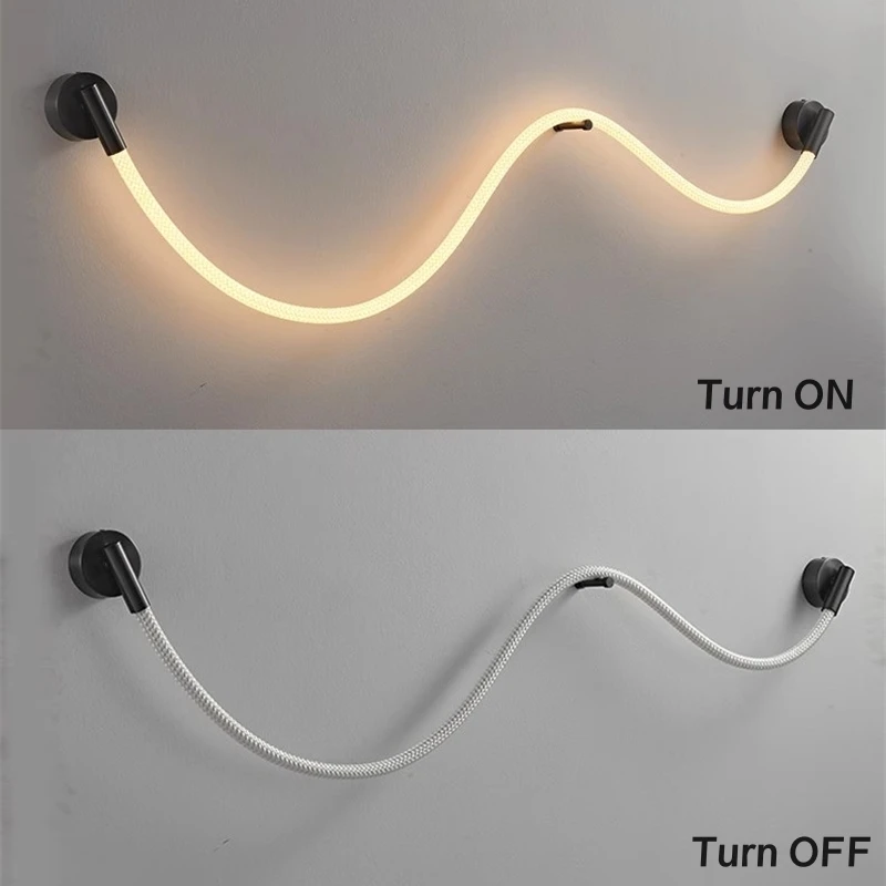 Minimalizm silikonowy wąż LED kinkiet kinkiet tkany z włókna liniowy kinkiet do sypialni nocna atmosfera oprawa ścienna