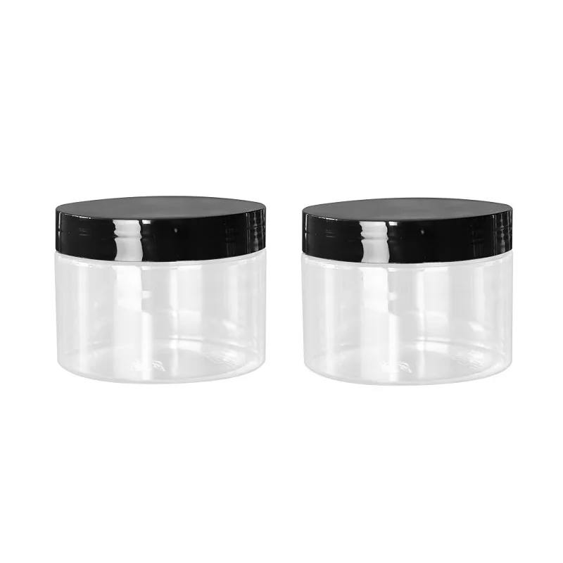 15Pcs Black Lid Cosmetic Container 83Dia. Refillable Clear Bottle 250ml Portable Packaging Plastic Empty Packing Clear Pots