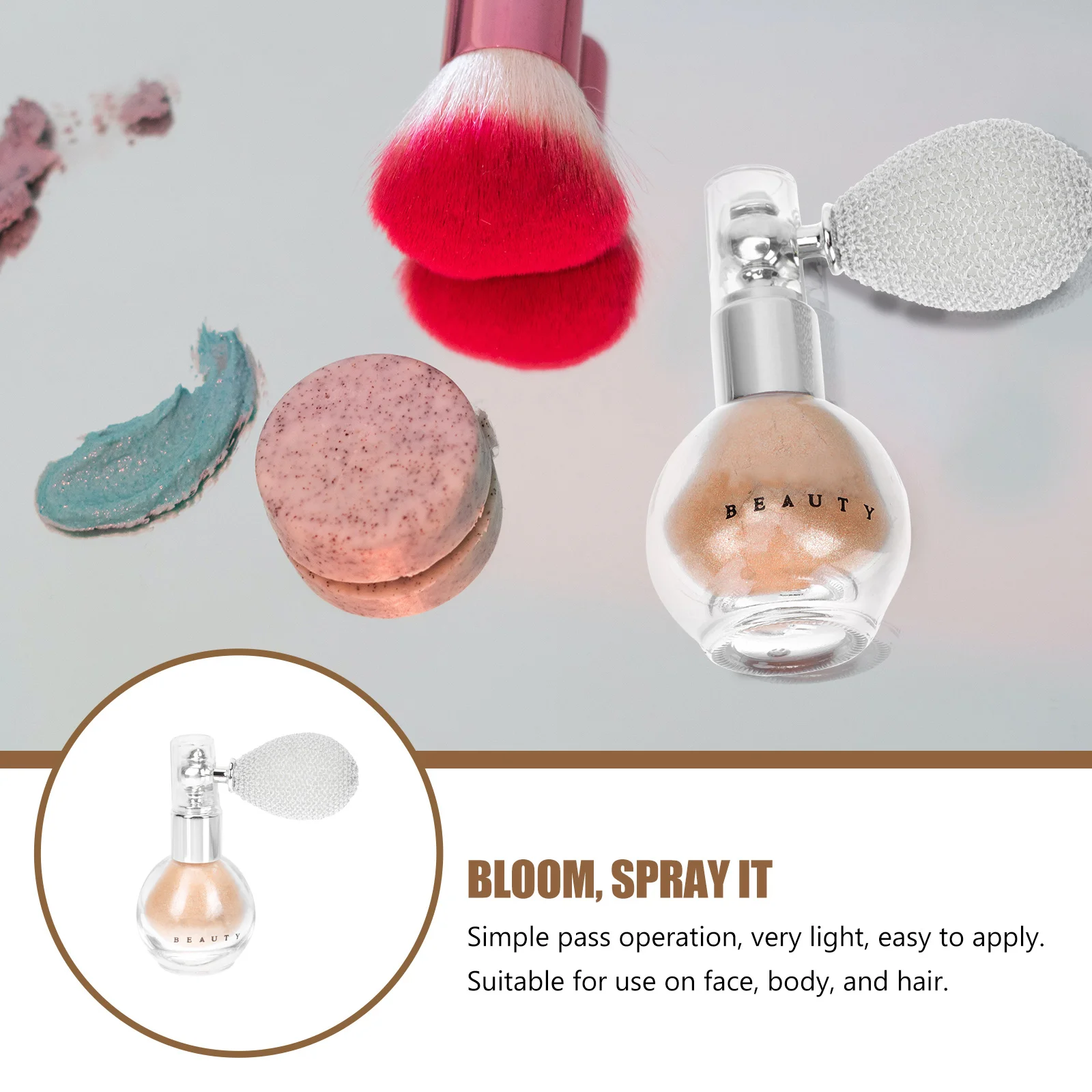 แป้งไฮไลท์สเปรย์สีทอง 1 ชิ้น สำหรับแต่งหน้า ใช้ได้หลายแบบ สำหรับใบหน้า ร่างกาย ผม เล็บ งานเวที งานแต่งงาน