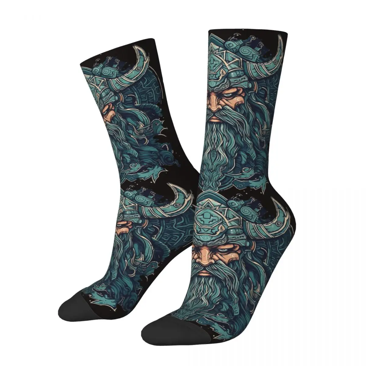 Viking Warrior Wearing A Horned Helmet Unisex Winter Socks Hip Hop Happy Socks Street Style Crazy Sock