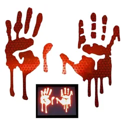 1Pair Bloody Drip Hands Reflective Motorcycle Helmet Stickers Waterproof DIY Side Panels Fairing Night Safety Warning Decals