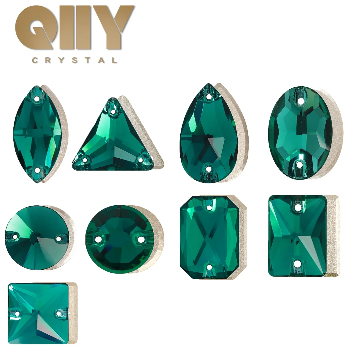 

Dark Green High Quality Glass Sew On Rhinestones Various Shapes Glitter Flatback Sewing Crystal For Garment Crafts Deco Parts
