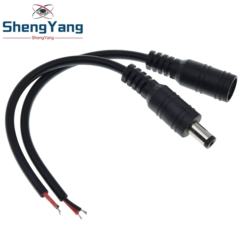 TZT 1Set 5.5x2.1 Plug DC male or Female Cable Wire Connector For 3528 5050 LED Strip Light For diy