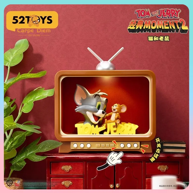 

Оригинальные 52 игрушки TOM и JERRY, классическая серия Moment2, слепая коробка, светящиеся фигурки, орнамент, периферийные устройства с героями мультфильмов, детская коллекция, подарок