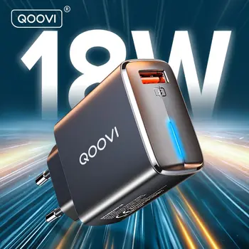 QOOVI 18W USB şarj ab tak QC 3.0 hızlı şarj cep telefonu duvar adaptörü iPhone 14 Samsung Xiaomi Redmi için hızlı