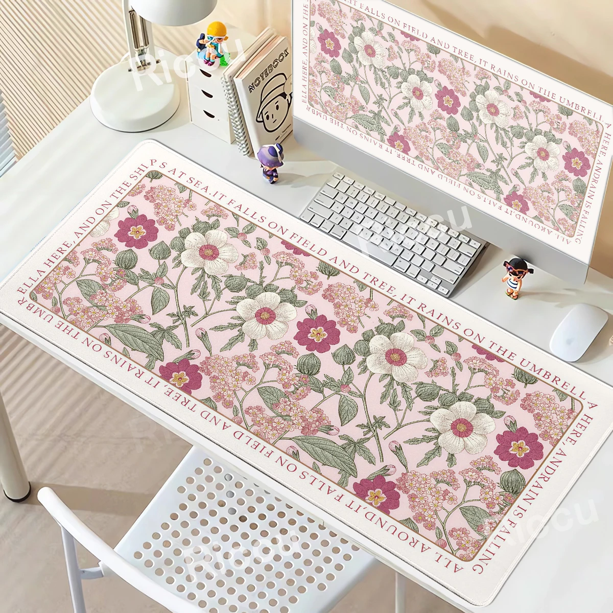 

Green Plants Vintage Flower Aesthetics Mouse Pad Keyboard Extended Mousepad XXL Playpad Soft Office PC Desk Mat Flowers Carpet