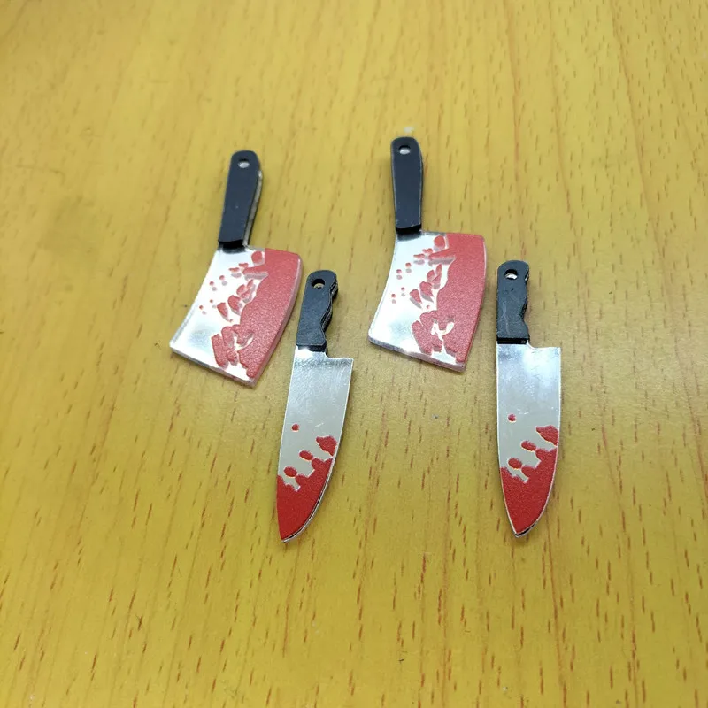 10pcs Acrylic Cartoon Bloody Knife Charms Halloween Charm Pendant DIY Earrings Necklaces Key Chain Jewelry Making Crafts