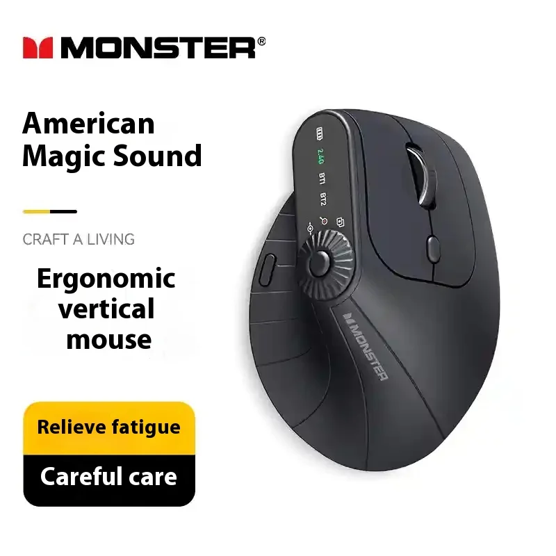 Monster M2 PRO Wireless Gaming Mouse Rechargeable Dual Mode Lightweight Custom & Comfortable Ergonomic Vertical Vertical Mouse